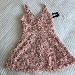 Glamorous Pink Sequin Halter Dress